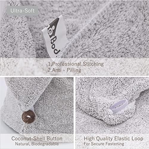 myHomeBody Hair Towel Wrap, Quick Drying Turban, Absorbent Cap – 2 Pack - Image 5