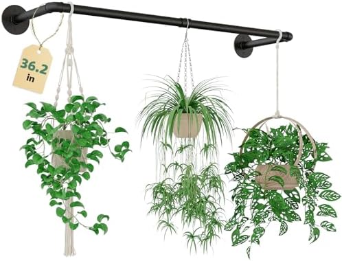 Galood Plant Hanger Indoor Hanging Planters for Indoor Plants Hanging Plant Holder Black Metal Rod(Pot/Chain/Plant not Included by Bamworld