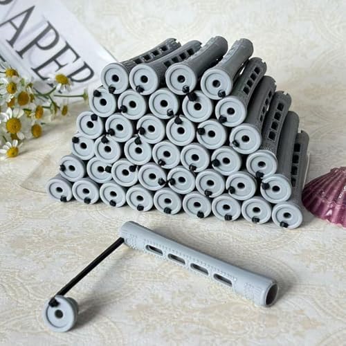 Perm Rods Set for Short Natural Hair 40pcs Gray Plastic Cold Wave Rods Hair Curling Rollers with Steel Pintail Comb Rat Tail DIY Hairdressing Tools（40pcs Gray） - Image 6