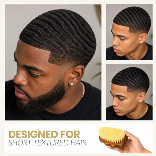 Kosher Beard Brush for Men, Vegan Agave Bristle Palm Brush, Hard Medium Wave for Curly Coarse Wavy Hair, No Handle Pocket size, Wet and Dry Use - Image 4