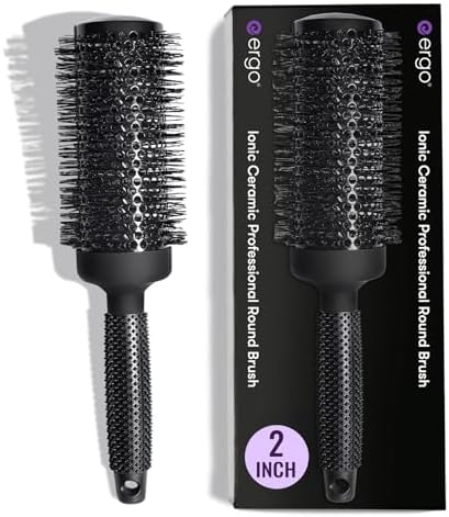 ERGO Ceramic Ionic Round Brush for Blow Out - Salon Quality Hair Brushes for Women - Roller Brush for Blow Drying, Wet and Dry Hair Styling, Volumizing Hair Care - ER53: 2" by ergo