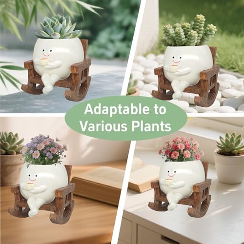 Smiley Face Planter Pot, Cute Coffee Plant Pots for Indoor Outdoor - Image 6