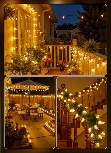 2 Pack 88FT 110 LED C9 Christmas Lights Outdoor Warm White Christmas Lights - Image 7