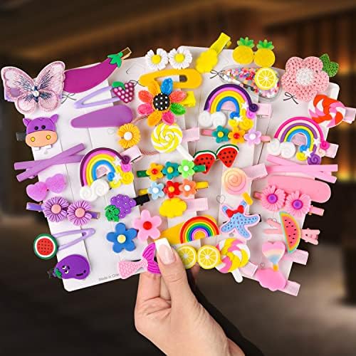 42 Pieces Baby Hair Clips, Hair Pin, Barrettes for Girls, Toddler Girls Hair Accessories, Kids Hair Clips for Styling, Flower Rainbow Candy Fruits Butterfly Hair Barrettes by ThankforvisitingSKYNEO
