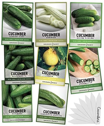Gardeners Basics Cucumber Seeds for Planting, 8 Heirloom Variety Pack by GardenersBasics