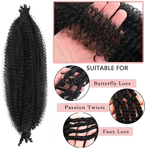 14 Inch Pre-Separated Springy Afro Twist Hair 8 Packs Black Pre-Fluffy Natural Curls are Perfect for Marley Crochet Hair Suitable for Black Women (1B#, 14 Inch (Pack of 8)) - Image 3