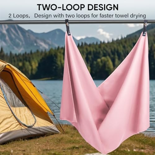 APEXUP Microfiber Travel Towel, Ultra Absorbent Quick Dry Towels, Lightweight Gym Sports Camping Towel for Workout, Yoga, Beach, Shower, Swimming (24"×12", Pale Rose) - Image 6