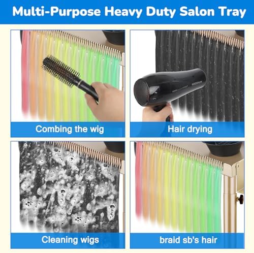 Salon Rolling Tray on Wheels with Adjustable Height - Salon & Spa Service Tray for Hair Stylist, Tattoo & Dental Use (Gold) - Image 4