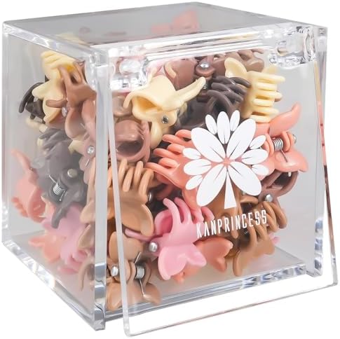 KANPRINCESS 50PCS Mini Butterfly Claw Clips Mini hair clips With Box Small Hair Clips For Women And Girls Gift Set(SET4) by KANPRINCESS