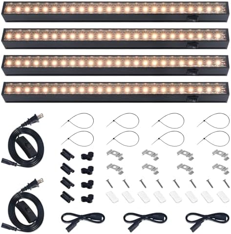 Barrina Grow Lights for Indoor Plant, T5 1FT Full Spectrum, Yellow, 4 Packs by Barrina