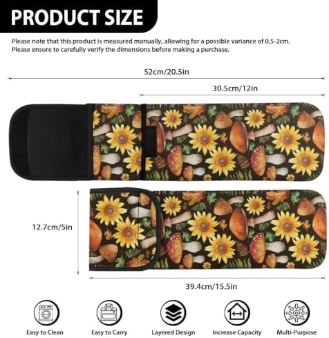 Thanksgiving Sunflowers Mushrooms Curling Iron Holder Heat Resistant Neoprene Curling Iron Cover Bag with Pocket Curling Iron Organizers and Storage for Hair Straightener, Curling Iron, Flat Iron - Image 6