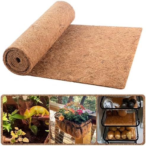 Sinimaka Coco Liner Roll, 16 x 120 Inch Coconut Fiber Liners for Planter Window Box Flower Basket, Natural Coco Mats Coco Coir Sheet for Reptile Carpet, Animal Pet Pad, Garden Decoration by Sinimaka