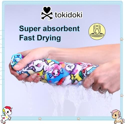 tokidoki Microfiber Hair Towel, Unicorno Hair Wrap,2 Pack Hair Dryer Towels - Image 4