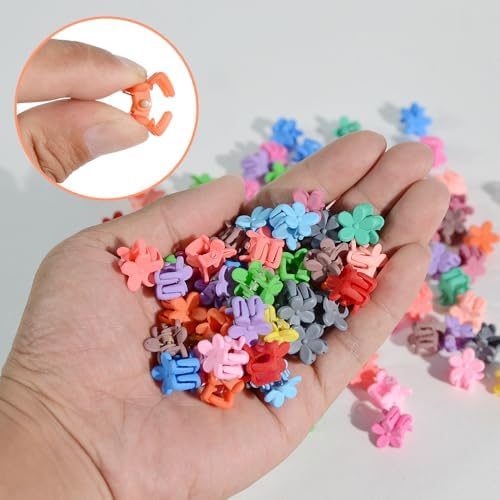 Mini Flower Hair Clip Flower Clips,Colorful Mini Hair Claw,for Women, Girls,Baby, Toddler Bangs Strong Grip Small Tiny Rainbow Hair Clips (50, Matte Colors) - Image 4