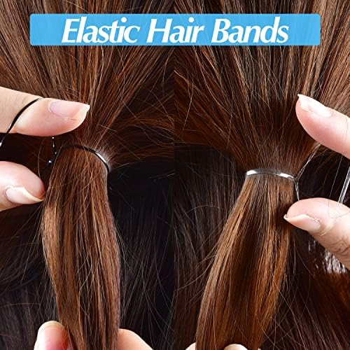 Topsy Tail Hair Styling Set, IKOCO - 1000pcs Hair Elastics (500 Clear, 500 Black), 2 Loop Tools, 1 Rat Tail Comb - Image 3