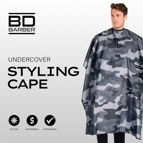 BD Barber Cape - Snap Closure, Water-Resistant, Lightweight Polyester, 45"x65", Professional Coverage for Cutting and Styling - Image 2