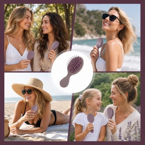 Mini Hair Bursh for Kids Women and Men, Protable Travel Size Hair Brush for Pockets Purse backpack, Mini Detangler Brush for All Hair Types, Small Hair Brush for Detangling(Purple) - Image 7
