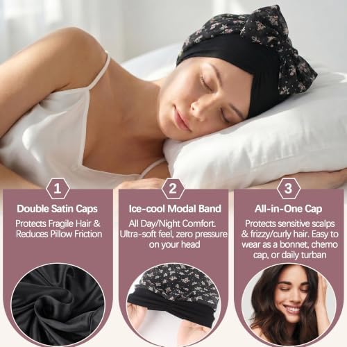 Ababalaya Satin Lined Head Wrap Chemo Headwear for Women - Image 5