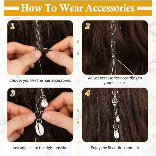 Lucomb 259 Pcs Hair Jewelry, Hair Accessories for Braids Silver Loc Jewelry for Hairs Dreadlocks Braid Jewelrys Hairs Cuffs Clips Dreadlock Accessories for Women's Loc Charms Rings Decoration - Image 4