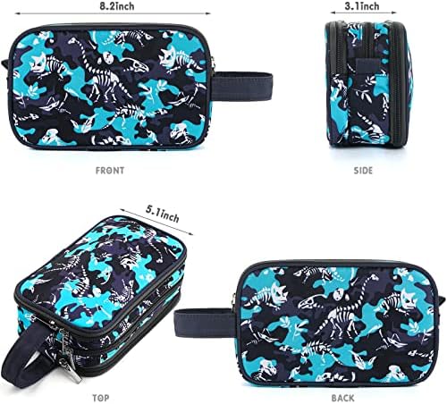 Kids Toiletry Bag for Boys, Travel Toiletry Bag for Little Young Boys Waterproof Hanging Wash Bag Toddler Traveling Toiletries, Dinosaur Black - Image 2