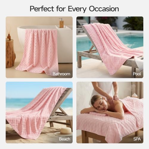 REDKISS Charcoal Gray Pink Microfiber Bath Towels Large, 30"x60", 2 Pack - Image 7
