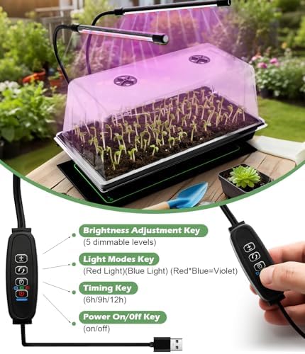 2-Pack 1020 Seed Starter Trays with Heat Mat and Clip-On Grow Light - Image 4
