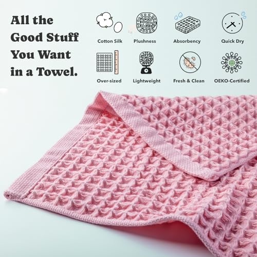 Luxury Organic Japanese Cotton Waffle Bath Towel | Thick, Absorbent, Quick Dry Bathroom Towels for Shower, Sauna, Onsen| Hotel & Spa Quality, Gift-Ready (Sakura Pink, Face Towel (6 Pack)) - Image 4