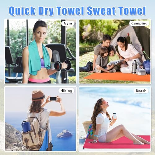 Sfee 2 Pack Microfiber Travel Towel, Quick Dry Towel Camping Beach Towel Super Absorbent Compact Lightweight Sports Gym Towels Set for Beach, Gym, Hiking, Pool, Backpacking, Bath, Yoga - Image 5
