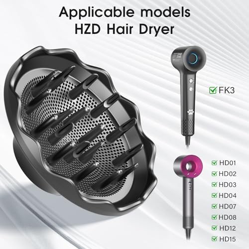 Hair Dryer Diffuser, Attachment for Hair Dryer, Hair Diffuser for Curly Hair, 360° Magnetic Diffuser for HZD&DSON Hair Dryer, Hair Attchment for Women, Black - Image 2
