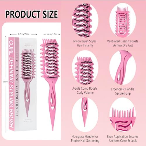 Vented Curly Hair Brush Set Soft Bristles Design - Image 3
