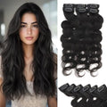 Rich Choices Clip In Hair Extension Real Human Hair-Wave/Curly 6 Pcs Single Clip Hairs Extension for Women-Invisible Mini Clips in Hairpieces for Thin Hairs-18 Inch #1B Natural Black by RichChoices