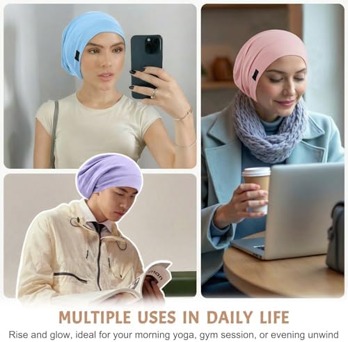 DEMAZALO 3Pcs Silk Satin Bonnet for Sleeping Hair Bonnet for Women Men - Image 6