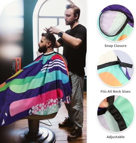 Professional Hair Cutting Cape with Neck Duster Brush, Waterproof Salon Barber Cape with Snaps, Barber Accessories (Colorful) - Image 3