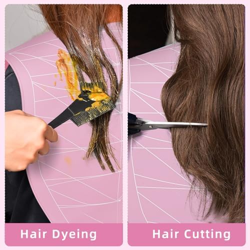 Professional Hair Cutting Cape with Geometric Grid Pattern, Longer Silicone Waterproof Cutting Mat,Neck Guide - Image 6