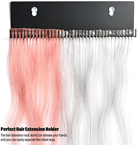 EHDIS Hair Extension Holder and Hanger/Display Professional Hair Styling Tool for Washing, Coloring and Blow-Drying of Weft, Clip-In, Tape-In Extensions- Black - Image 4