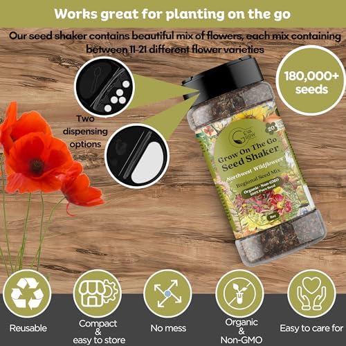Geva Grow on the Go Seed Shaker - Northwest Wildflower Seeds Regional Mix - Organic, Non-GMO - 100% Pure Seed - 20 Different Wildflowers Seeds of Annual and Perennial, 8oz - Image 3