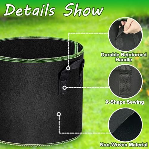 MEKOLIFE 3-Pack 5 Gallon Grow Bags, Nonwoven Planting Bags with Handles - Image 2