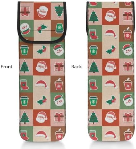 Red Green Christmas Plaid Flat Iron Case Heat Resistant Neoprene Curling Iron Cover Bag with Pocket Curling Iron Organizers and Storage for Flat Iron, Straightener, Curling Wand/Curling Iron - Image 3