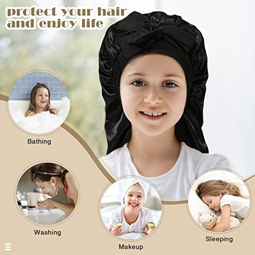 AWAYTR Kids Bonnets for Girls - Satin Long Hair Braid Bonnet for Sleeping - Image 4