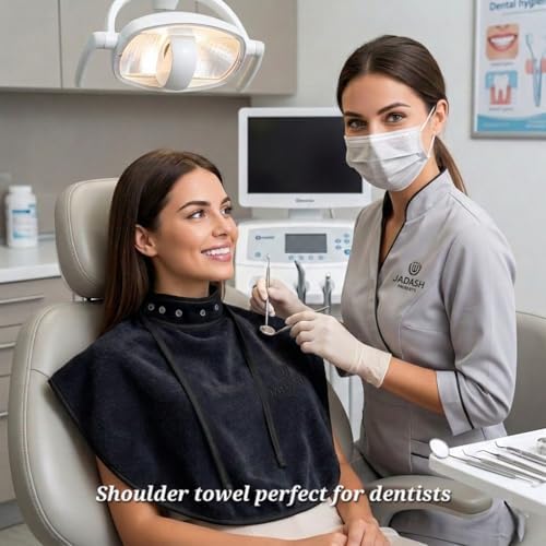JADASH PRODUCTS Black Microfiber Shoulder Towel Cape, 400 GSM, Bleach-Resistant Salon Barber Hair Coloring Towel with Inner Neck Collar and Buttons, 25 x 30 in, 1 Count - Image 2