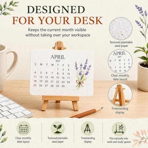 Plantable Love Seed Calendar 2027 with 12-Month Wildflower Paper (5Pcs) - Image 5