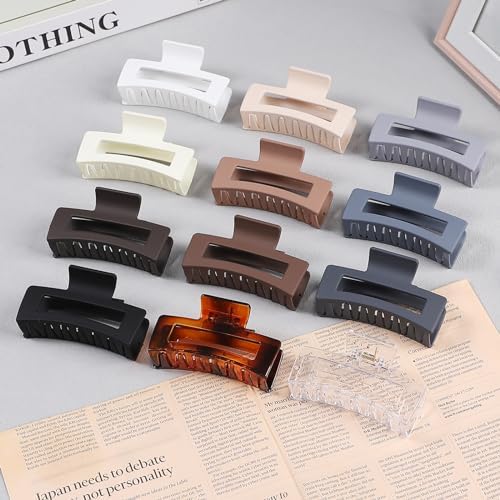 Sisiaipu 3.5 Inch Hair Clips - 12 Pcs Square Jaw Clips for Thick and Thin Hair, Rectangular Hair Accessories for Women and Girls - Neutral - Image 4