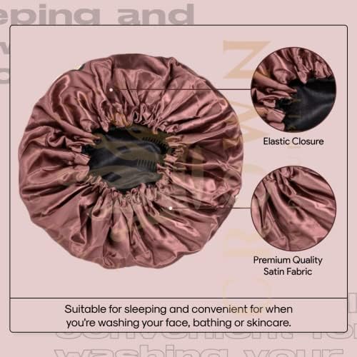 Silky Design Bonnet with Elastic Soft Band, Hair Braid Adjustable Women and Men Bonnets for Sleeping, Comfortable Satin Fabric Bonnet (Brown Bee) - Image 3