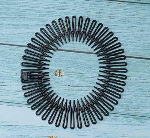 4 Pcs Circular Stretch Comb Plastic Circle Headband (Round-Multi Color) - Image 3