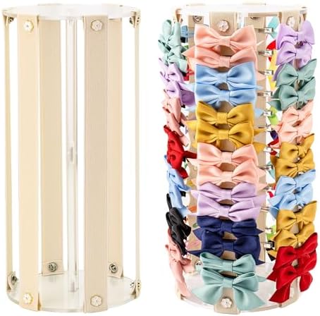 Bow Organizer for Girls - Large Capacity Hair Clip Organizer, Effortless Hair Bow Holder for Home Dresser, Perfect for Gifting, Essential Storage Solution for Girls (Beige by QUPIVA