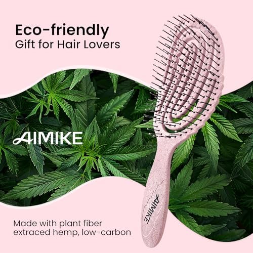 AIMIKE Hemp-Relax Detangling Hair Brush for Wet & Dry Hair, Pink - Image 2
