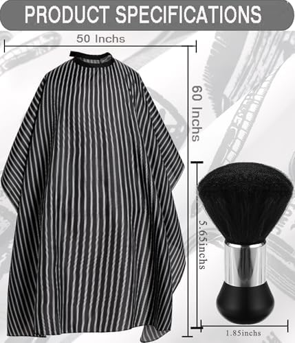 Professional Hair Cutting Cape with Neck Duster Brush, Salon Barber Cape, Hairdressing Accessories Black Stripe - Image 2