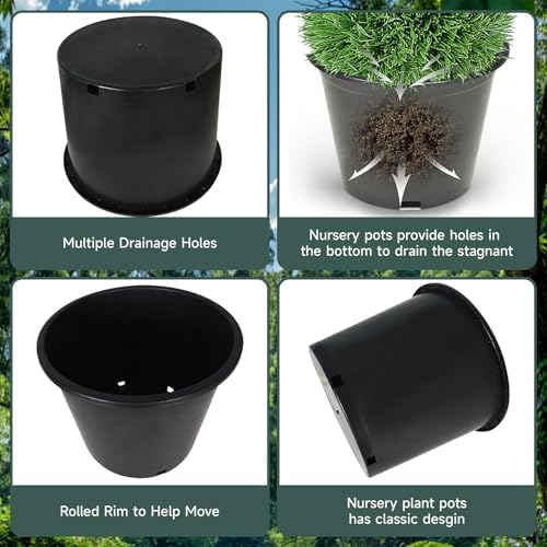 7 Gallon Nursery Pot 10-Pack Plastic Garden Planter Pots - Image 4