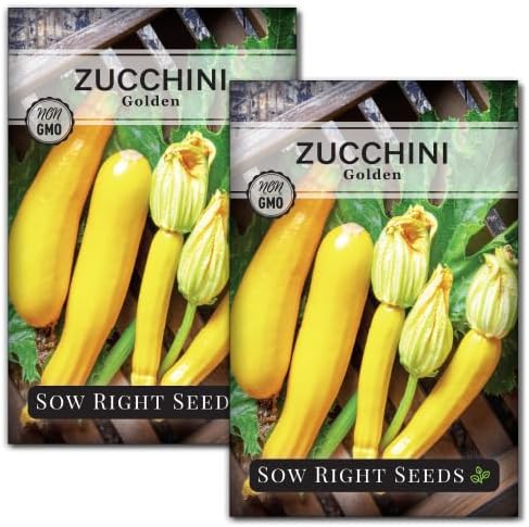 Sow Right Seeds- Golden Zucchini Seed for Planting Summer Squash Garden 2pk by SowRightSeeds