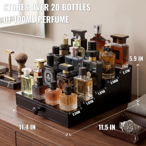 5-Tier Wooden Cologne Organizer for Men, Elegant Gift Packaging - Image 3